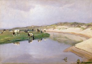 Vacas pastando en Liver As, Jutlandia del Norte de Niels Pedersen Mols